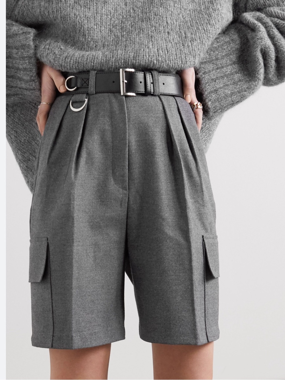 The Frankie Shop Gray High-Waist Cargo Shorts